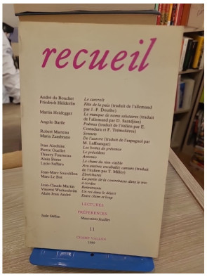 Recueil, numéro 11 - Publication littéraire Champ Vallon