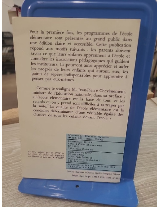 École élémentaire - Programmes et instructions 1985 | Référentiel officiel