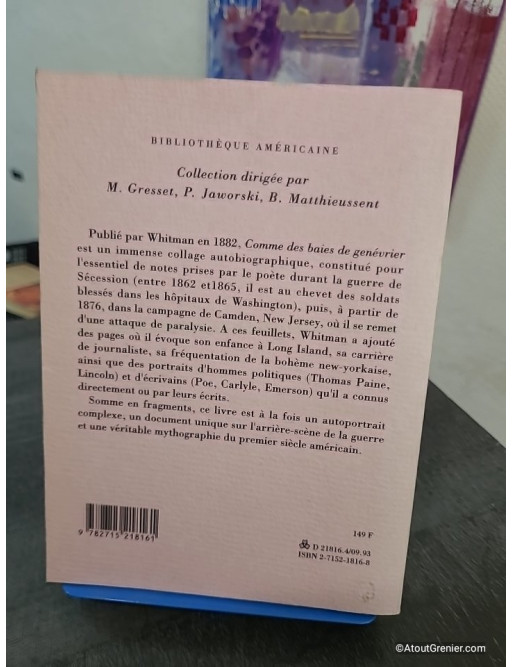 Comme des baies de genévrier - Feuilles de carnets, écrits autobiographiques et poétiques