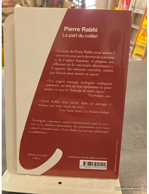 La part du colibri de Pierre Rabhi - L'espèce humaine face à son devenir