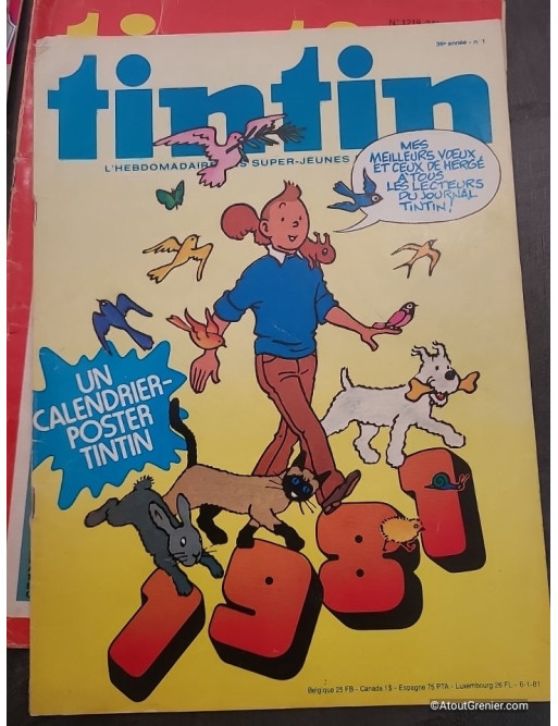 Lot de 17 magazines Tintin années 80