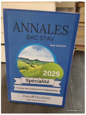 Annales Bac Techno Agricole STAV Gestion des Ressources et de l'Alimentation 2025 - Patrice Hardouin