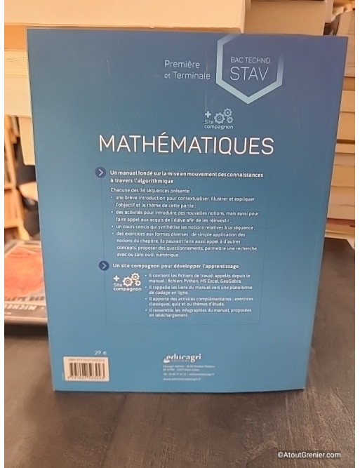 Mathématiques Première et Terminale Bac technologique STAV - Joël Ageorges