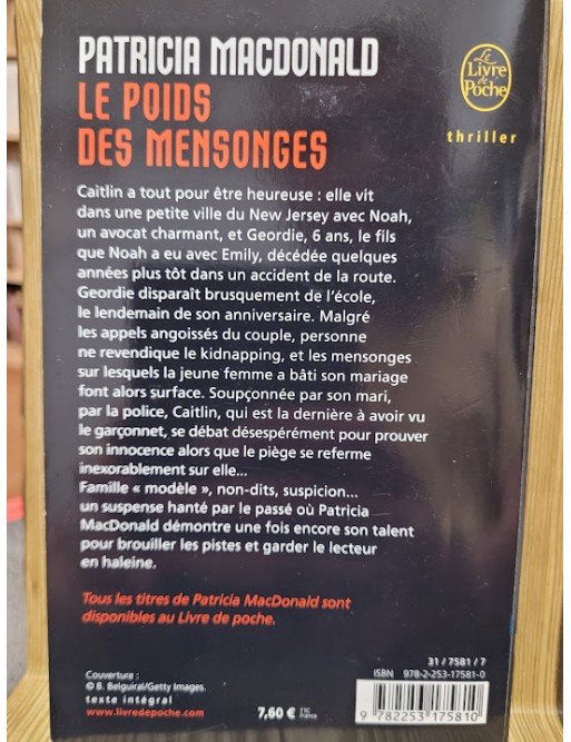 Le Poids des mensonges Par Patricia MacDonald