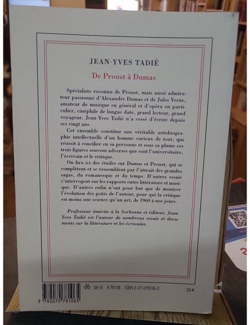 De Proust à Dumas de Jean-Yves Tadié