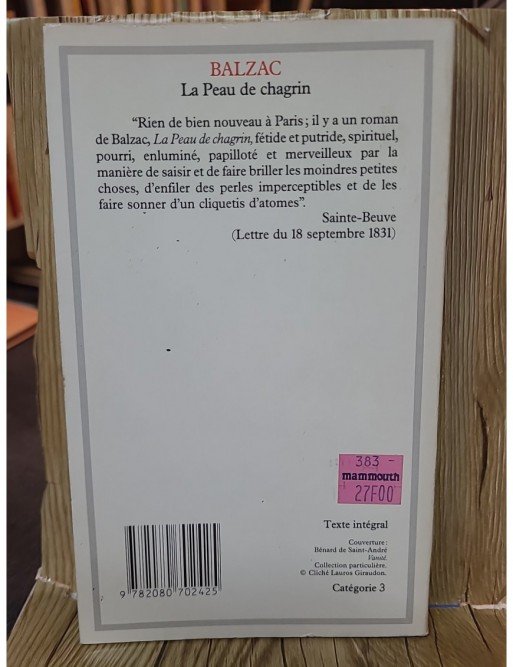 La Peau De Chagrin de Honoré de Balzac