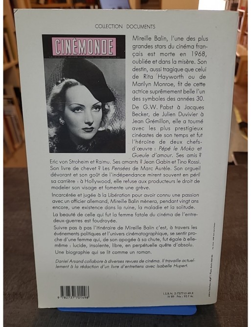 Mireille Balin ou la Beauté foudroyée de Daniel Arsand