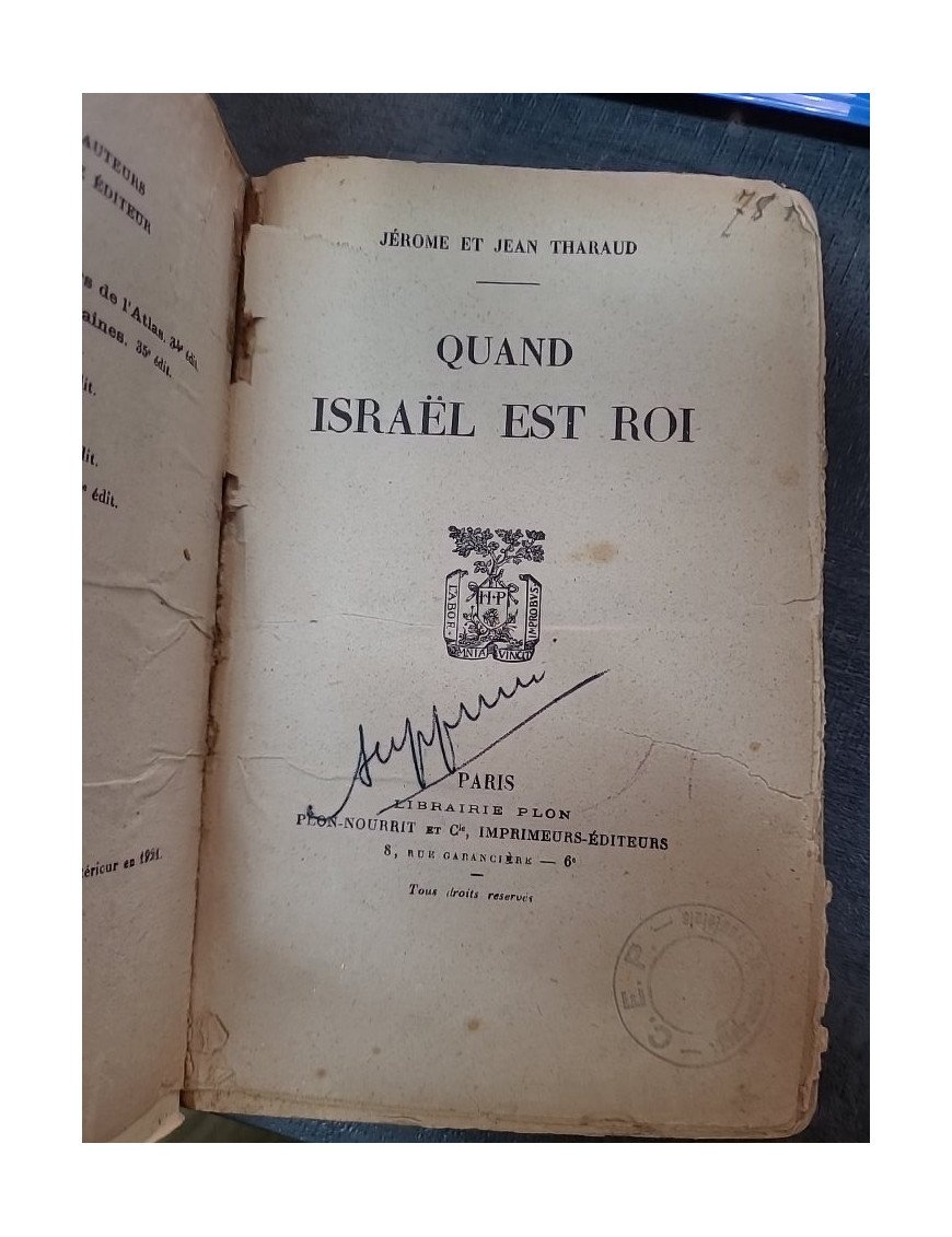 Quand Israël est roi par J.J. Tharaud : Une exploration historique et culturelle