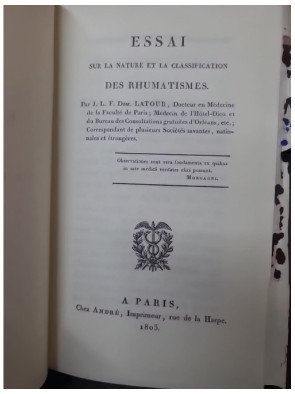 Essai sur la nature et la classification des rhumatismes de J-L-F-D Latour
