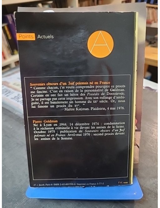 Souvenirs obscurs d'un juif polonais né en France par Pierre Goldman - Témoignage autobiographique