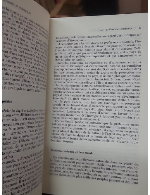 La Préférence Nationale - Réponse à l'Immigration par Jean-Yves Le Gallou