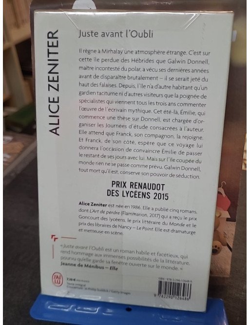 Juste avant l'Oubli : le roman de Alice Zeniter - Mystère et sentiment sur une île écossaise