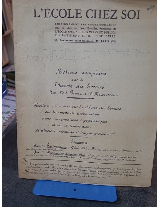 L'école chez soi, notions sommaires sur la théorie des erreurs par Prévot