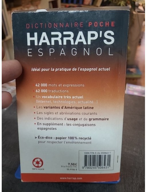 Dictionnaire Harrap's Poche espagnol français - Vocabulaire actuel et conjugaisons