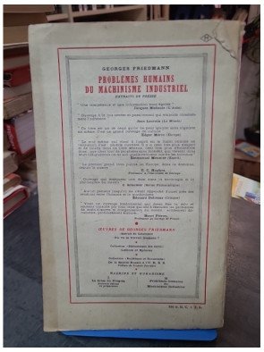 Problèmes humains du machinisme industriel - Sociologie du travail par Georges Friedmann