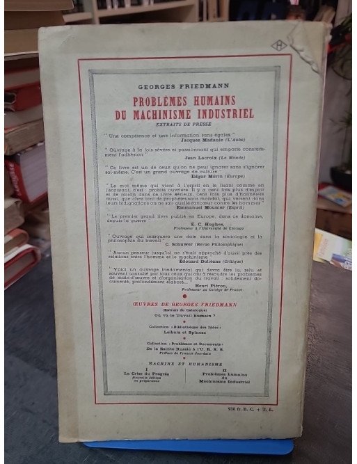 Problèmes humains du machinisme industriel - Sociologie du travail par Georges Friedmann