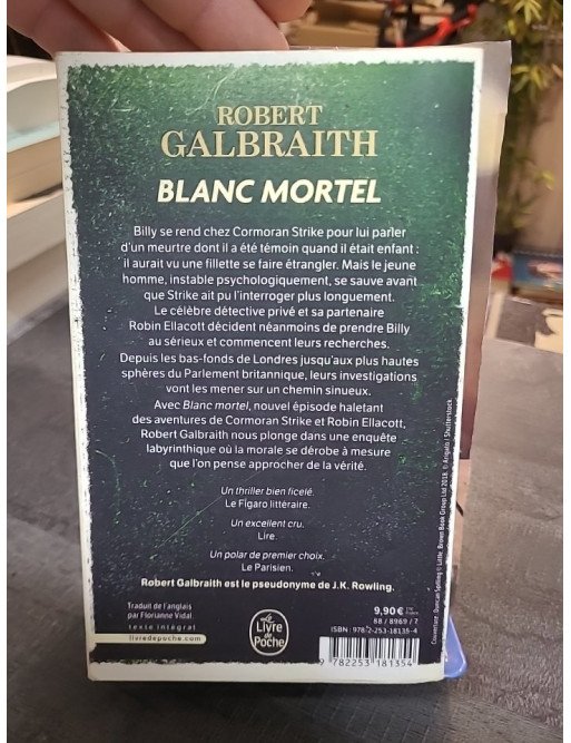 Blanc Mortel - Quatrième Enquête de Cormoran Strike et Robin Ellacott par Robert Galbraith