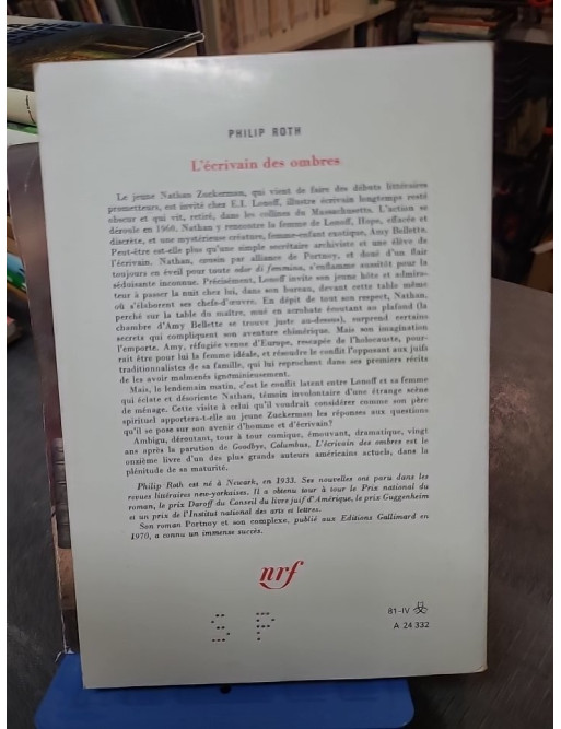 L'Écrivain des ombres de Philip Roth