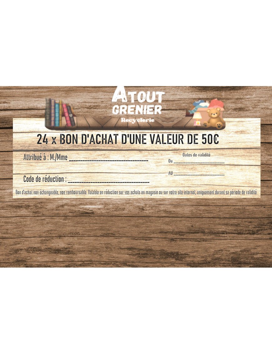 1200€ de bons d’achat d'une valeur ( 24x50€ )