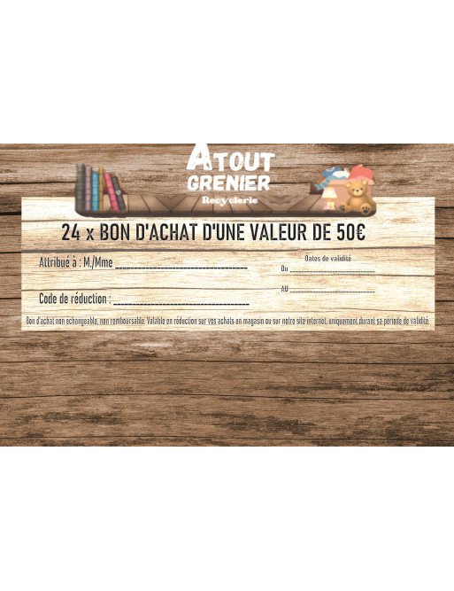 1200€ de bons d’achat d'une valeur ( 24x50€ )