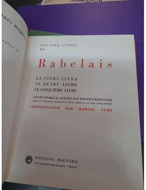 Les Cinq Livres de Rabelais Tome 1 (vendu en lot avec le Tome 2) - François Rabelais