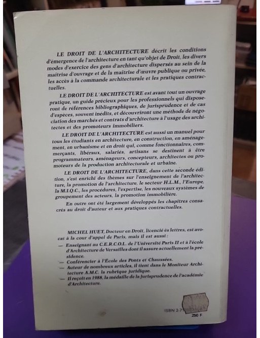 Le Droit de l'architecture par Michel Huet (Economica, 1990)