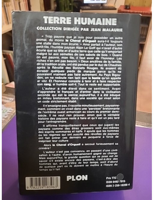 Le cheval d'orgueil – Mémoires d'un Breton du pays bigouden – Pierre-Jakez Hélias