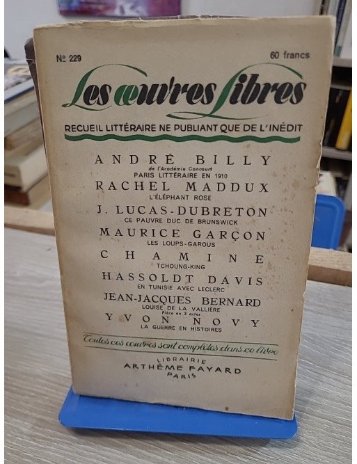 Les Oeuvres Libres n°229 – Paris littéraire en 1910 et autres textes – André Billy