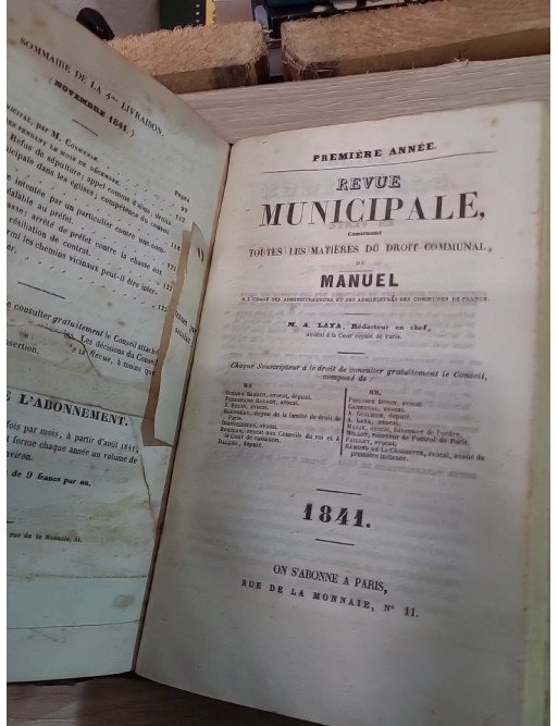 Revue municipale 1841 de M. A. Laya